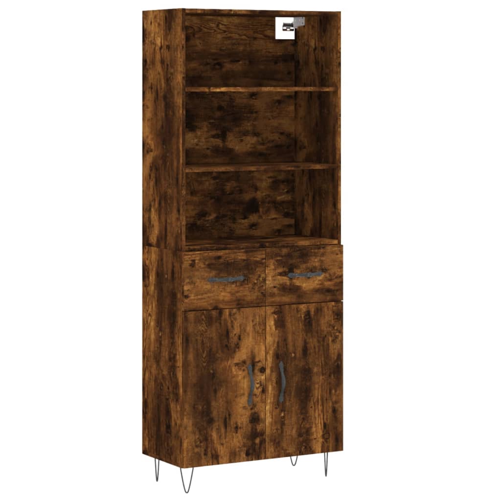 vidaXL Buffet haut Chêne fumé 69,5x34x180 cm Bois d'ingénierie