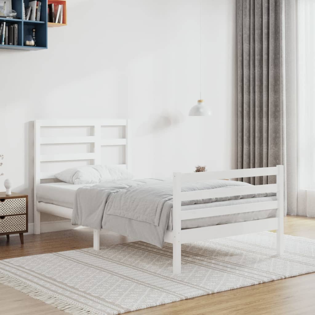 vidaXL Cadre de lit sans matelas blanc bois massif 100x200 cm