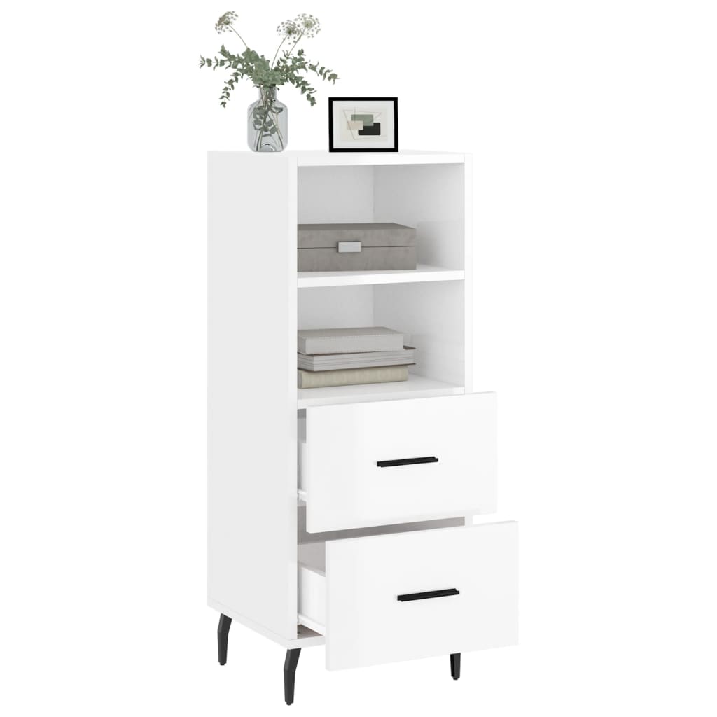 vidaXL Buffet Blanc brillant 34,5x34x90 cm Bois d'ingénierie