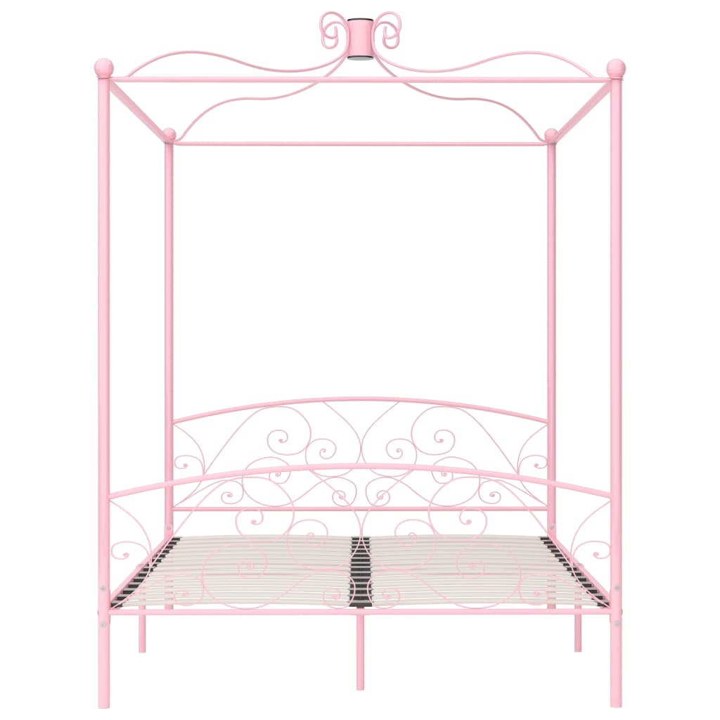 vidaXL Cadre de lit à baldaquin sans matelas rose métal 180x200 cm