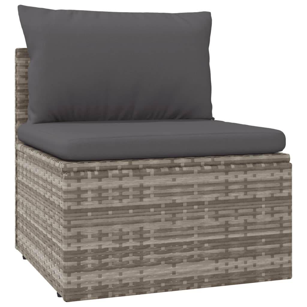 vidaXL Salon de jardin 8 pcs avec coussins Gris Résine tressée