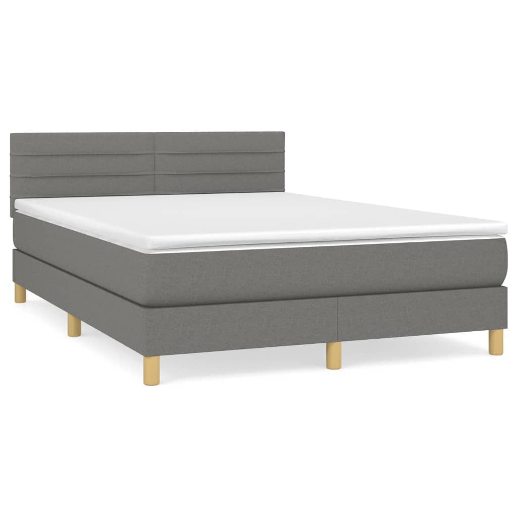 vidaXL Sommier à lattes de lit avec matelas Gris foncé 140x200cm Tissu