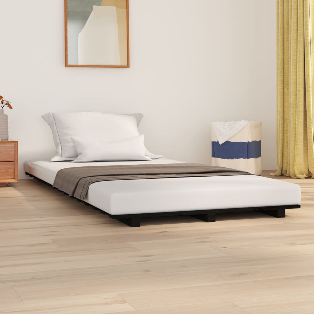 vidaXL Cadre de lit sans matelas noir 100x200 cm bois massif de pin