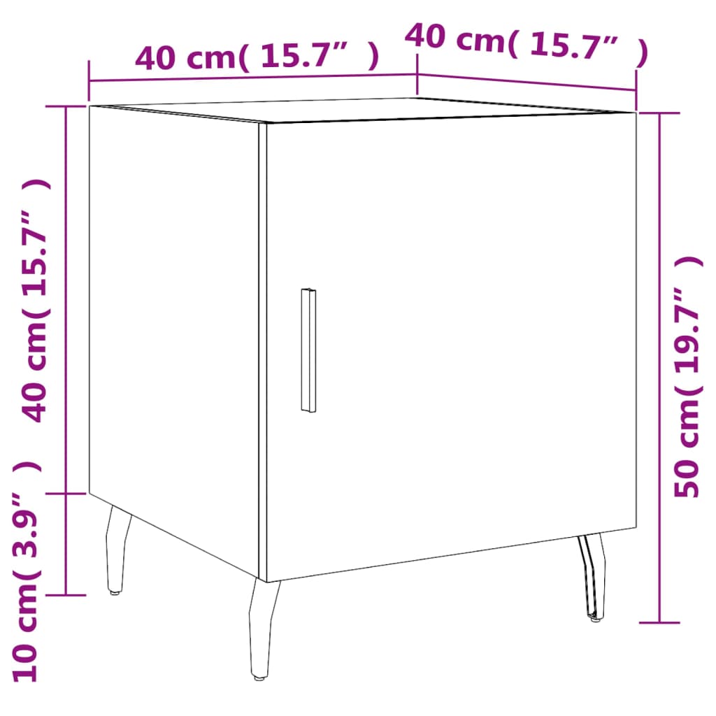 vidaXL Table de chevet chêne marron 40x40x50 cm bois d’ingénierie