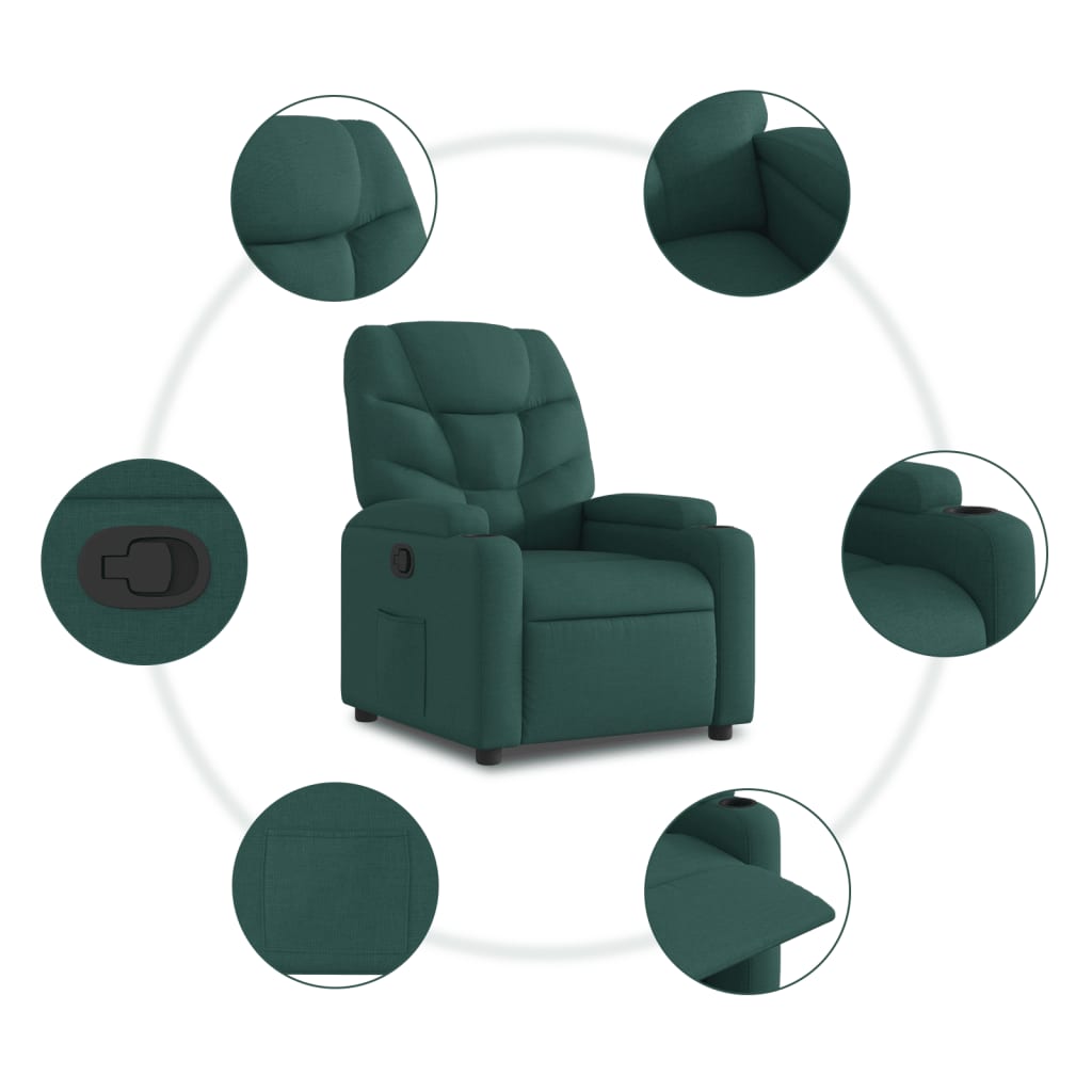 vidaXL Fauteuil inclinable vert foncé tissu