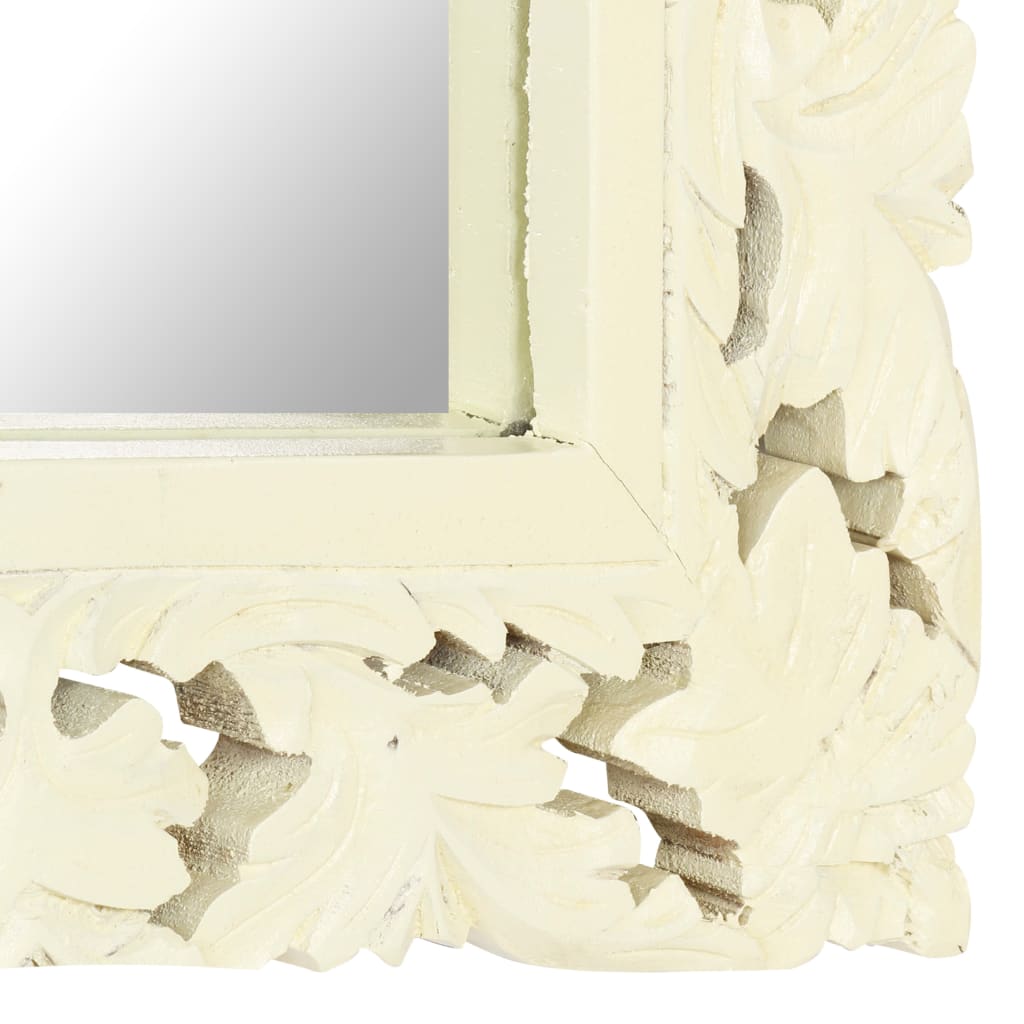 vidaXL Miroir sculpté à la main Blanc 110x50cm Bois de manguier massif