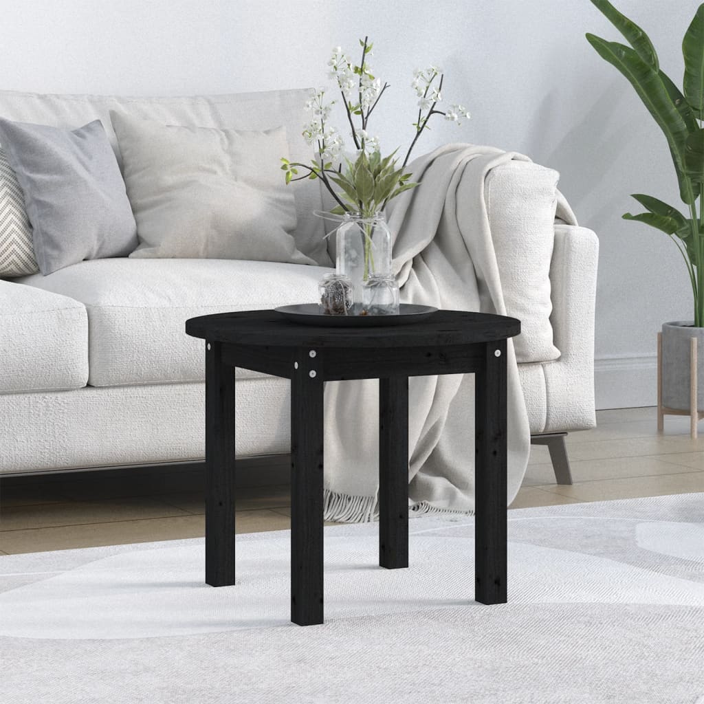 vidaXL Table basse Noir Ø 55x45 cm Bois massif de pin