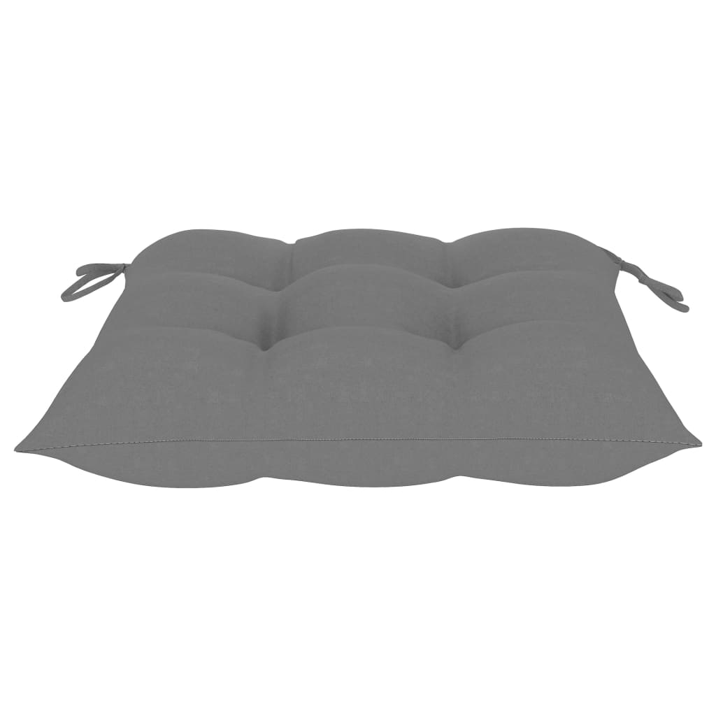 vidaXL Chaises à manger lot de 8 avec coussins gris Bois teck solide