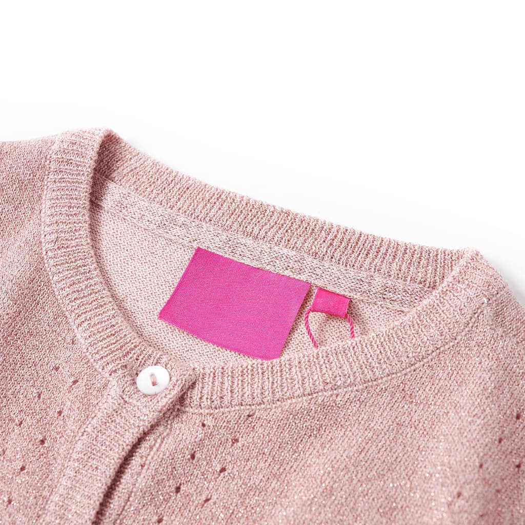 Cardigan pour enfants tricoté rose doux 128