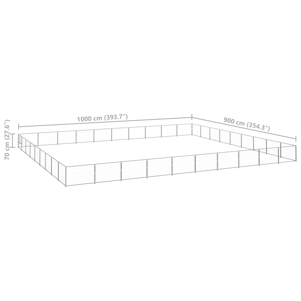 vidaXL Chenil Argenté 90 m² Acier