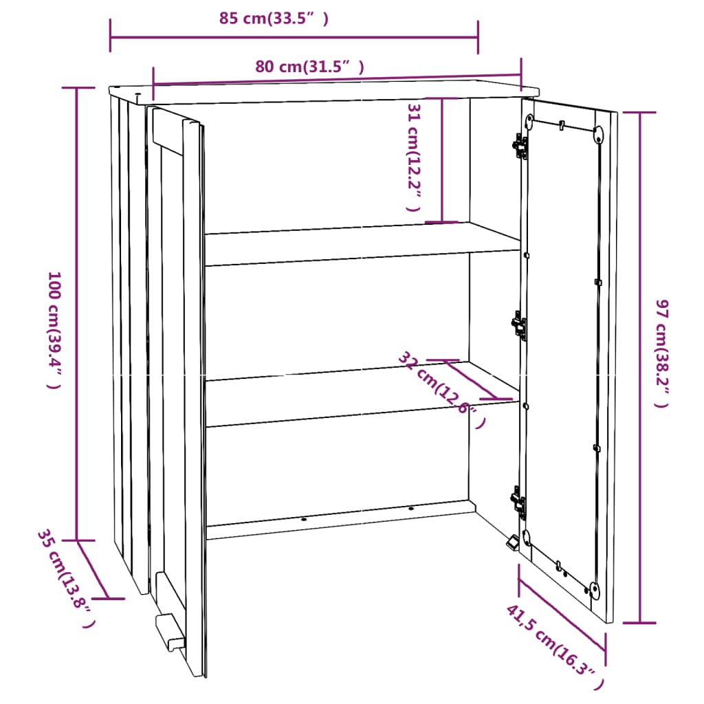 vidaXL Dessus de buffet HAMAR Marron miel 85x35x100 cm Bois de pin