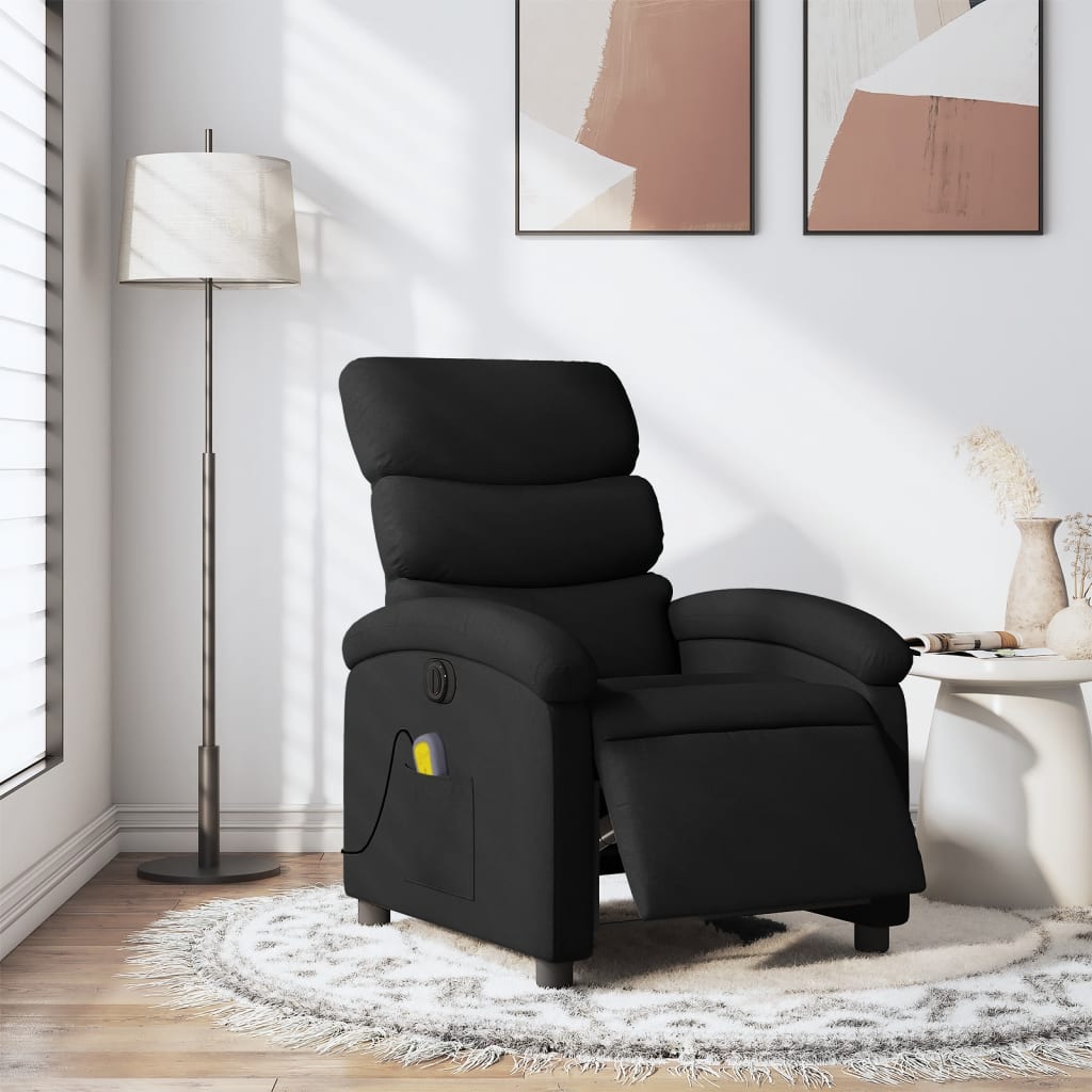 vidaXL Fauteuil de massage inclinable électrique Noir Tissu