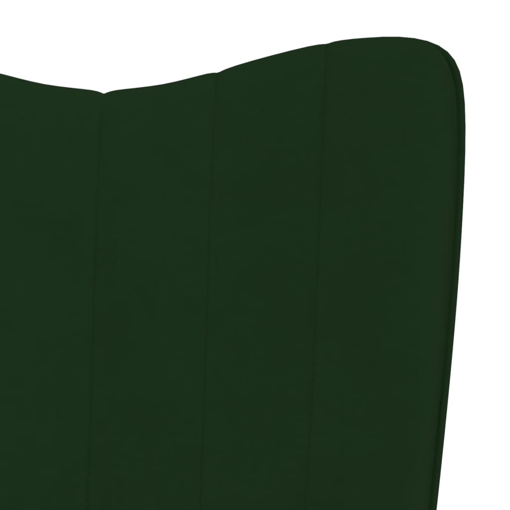 vidaXL Chaise à bascule avec repose-pied Vert foncé Velours