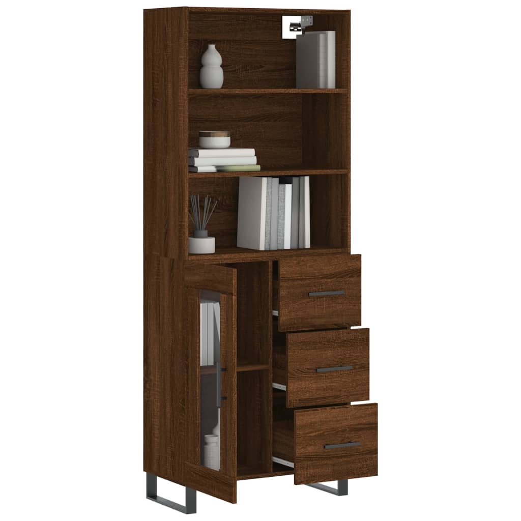 vidaXL Buffet haut Chêne marron 69,5x34x180 cm Bois d'ingénierie