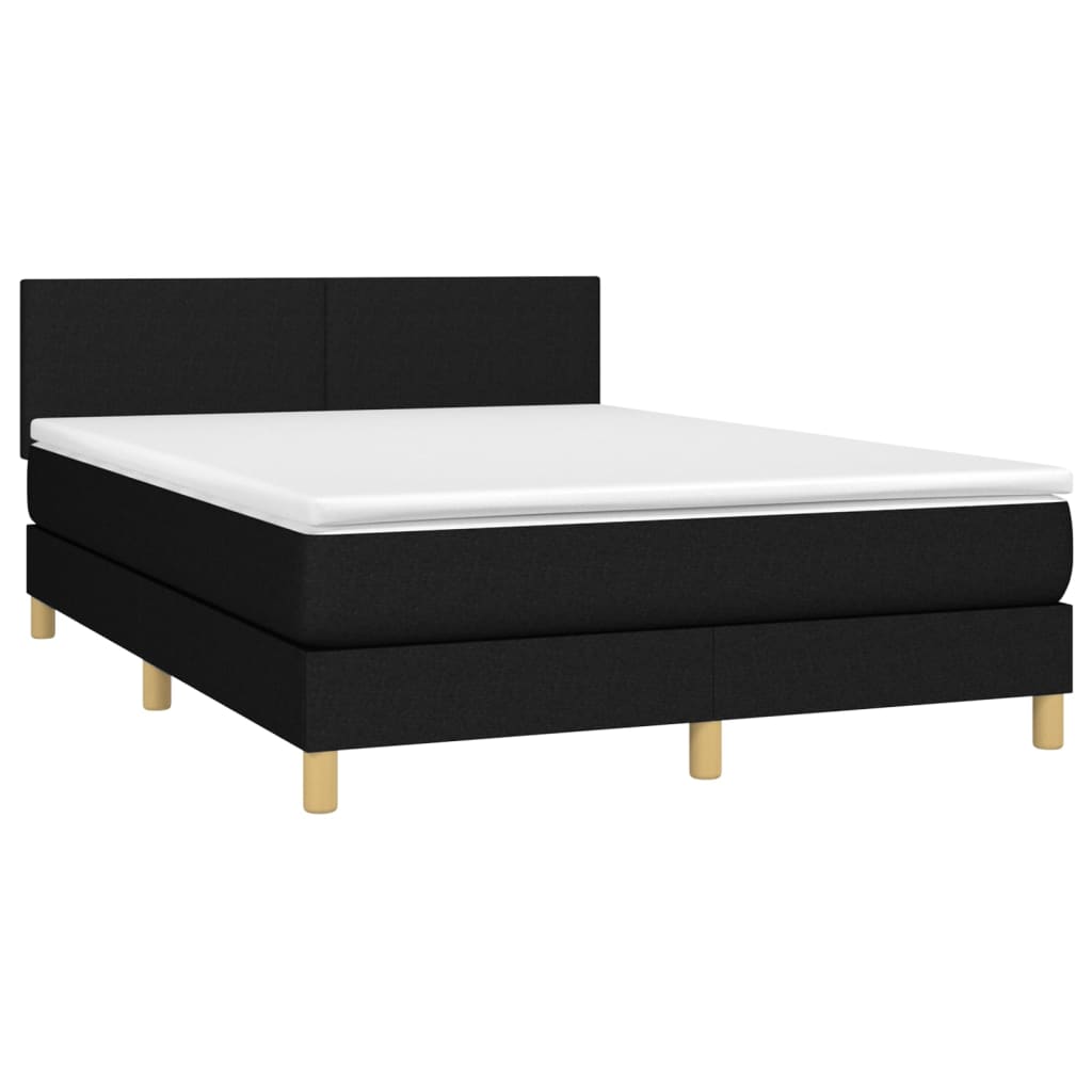 vidaXL Sommier à lattes de lit avec matelas LED Noir 140x200 cm Tissu