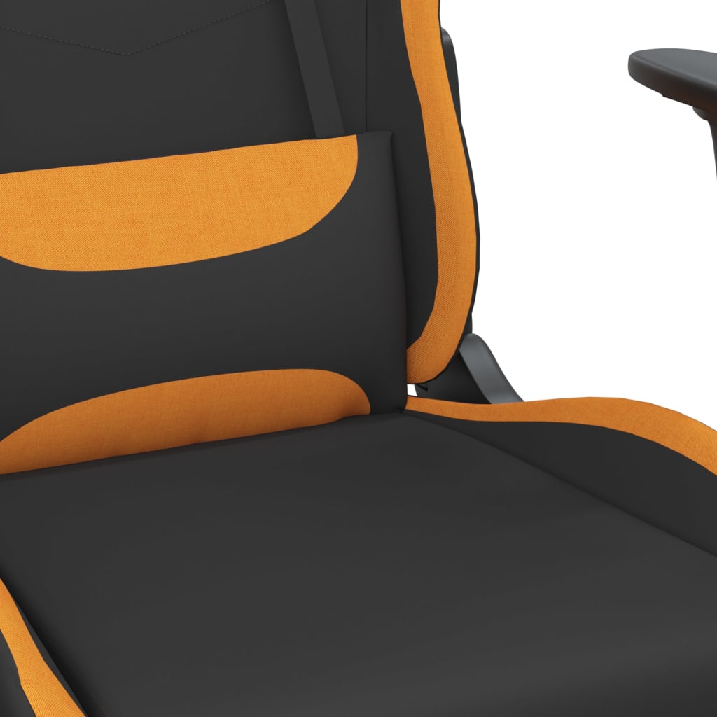 vidaXL Chaise de jeu de massage avec repose-pied Noir et orange Tissu