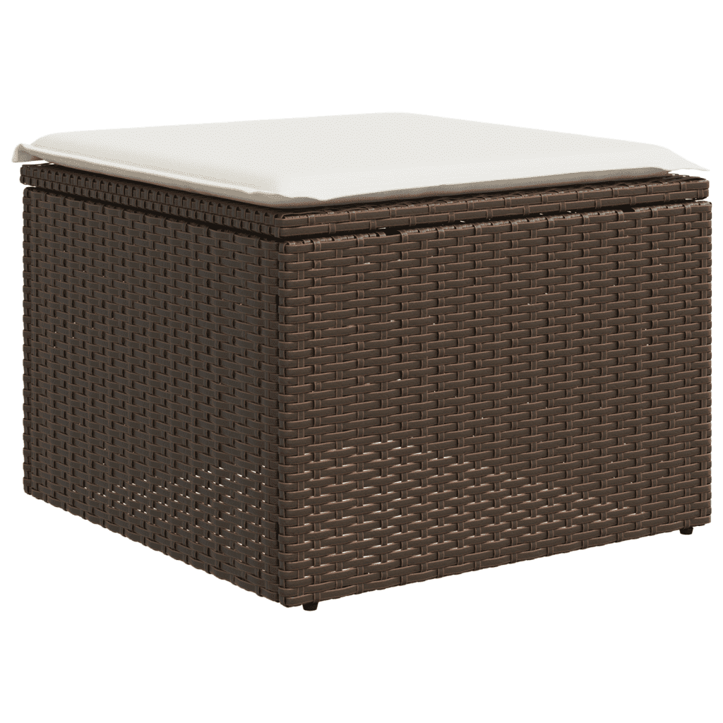 vidaXL Salon de jardin avec coussins 3 pcs marron résine tressée