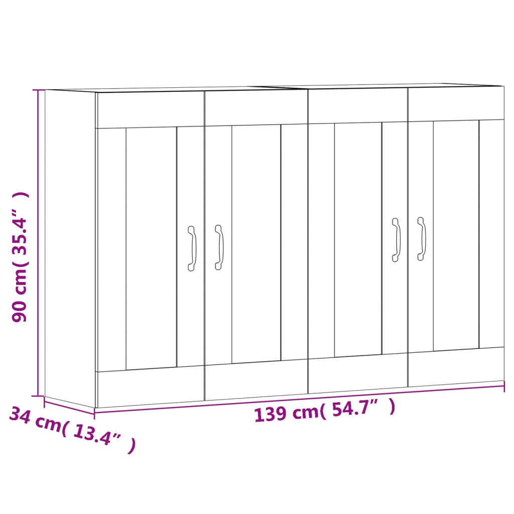 vidaXL Armoires murales 2 pcs noir bois d'ingénierie