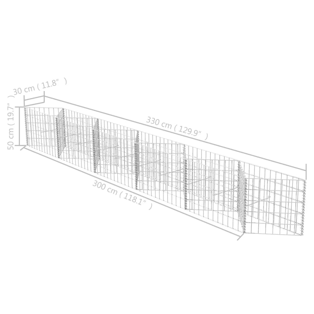 vidaXL Panier de gabion Acier galvanisé 300x30x50 cm