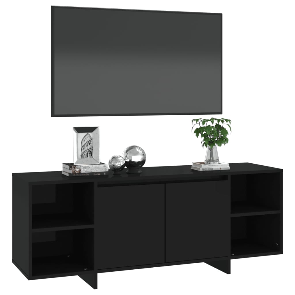 vidaXL Meuble TV Noir 130x35x50 cm Bois d'ingénierie