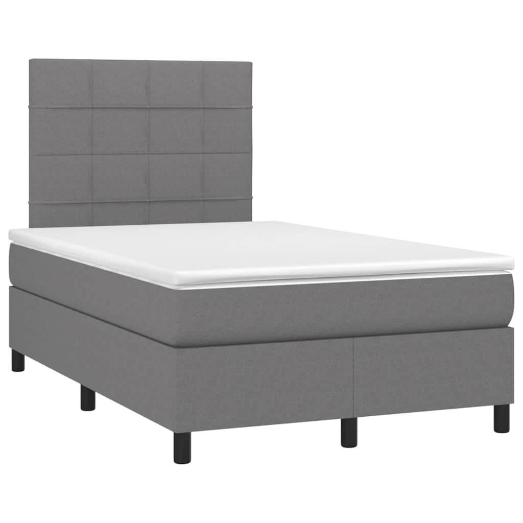 vidaXL Sommier à lattes de lit et matelas et LED Gris foncé 120x200 cm