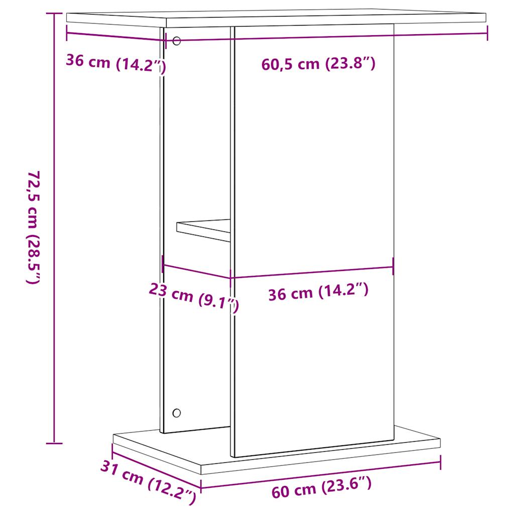 vidaXL Support pour aquarium chêne artisanal 36x60,5x72,5 cm