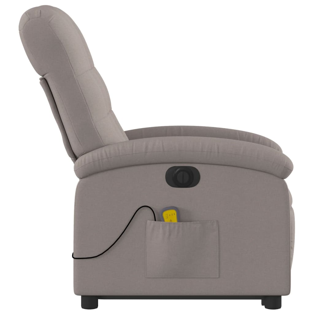 vidaXL Fauteuil inclinable de massage électrique Taupe Tissu