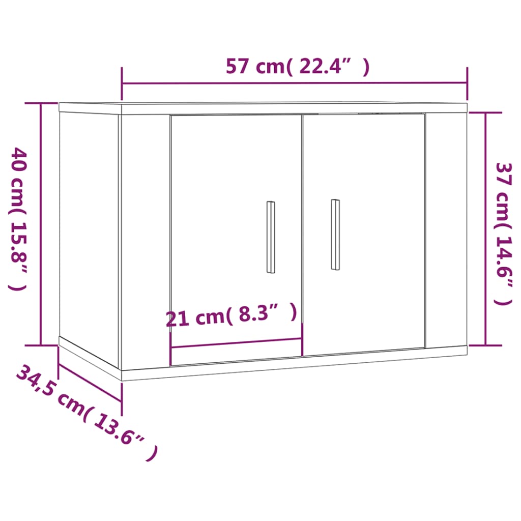 vidaXL Meuble TV mural Blanc 57x34,5x40 cm