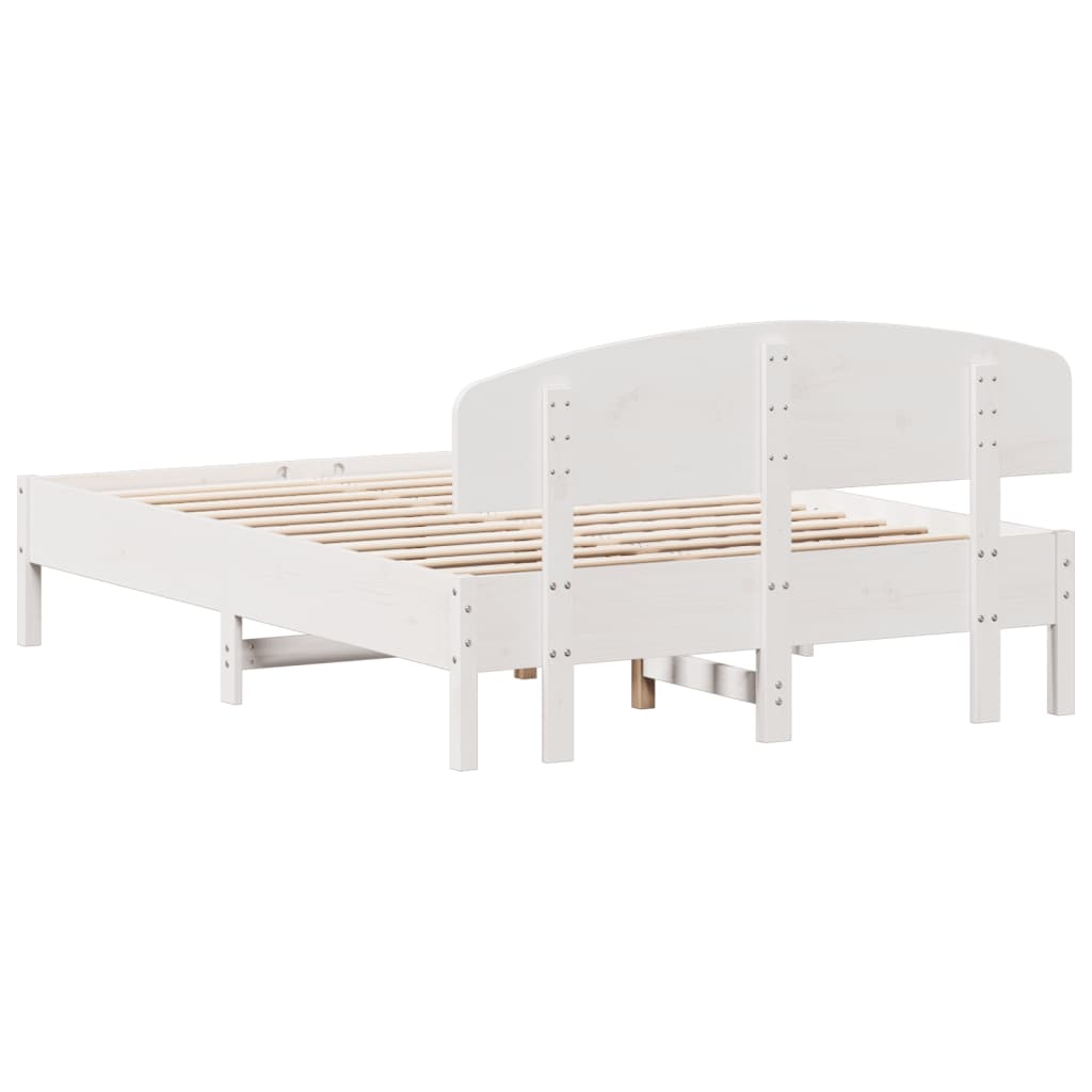 vidaXL Cadre de lit sans matelas blanc 135x190 cm bois de pin massif