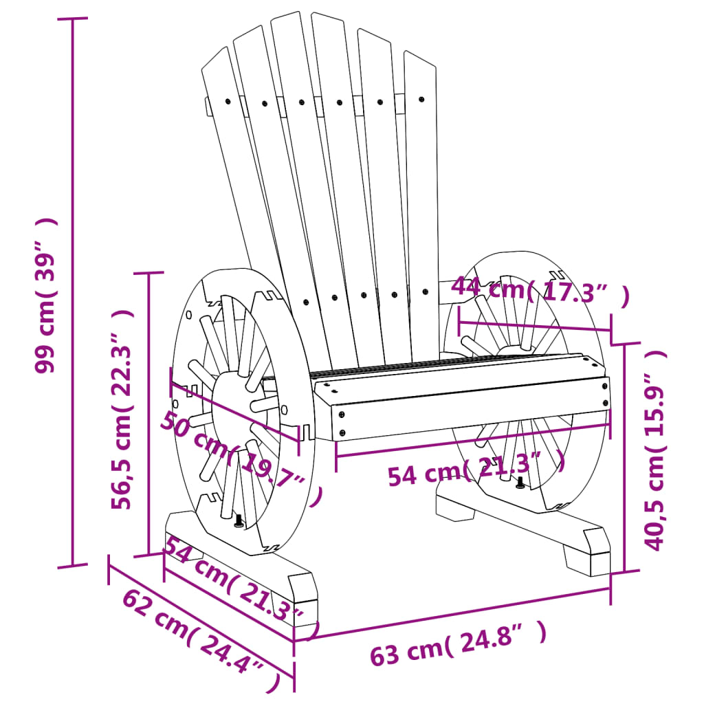 vidaXL Chaises de jardin Adirondack lot de 4 bois de sapin massif