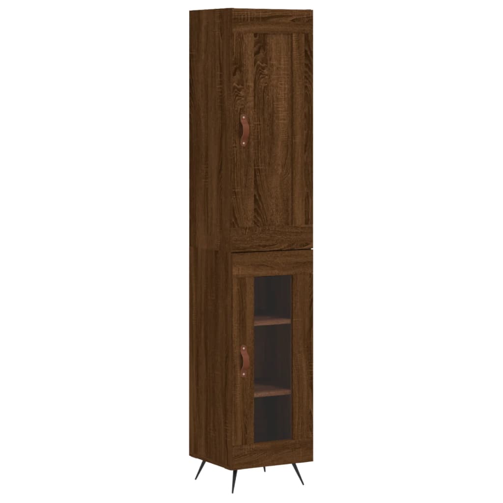 vidaXL Buffet haut Chêne marron 34,5x34x180 cm Bois d'ingénierie