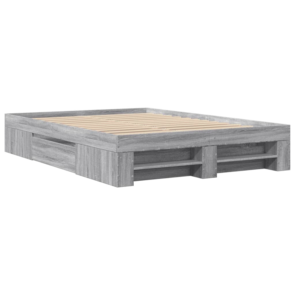 vidaXL Cadre de lit sans matelas sonoma gris 140x200 cm