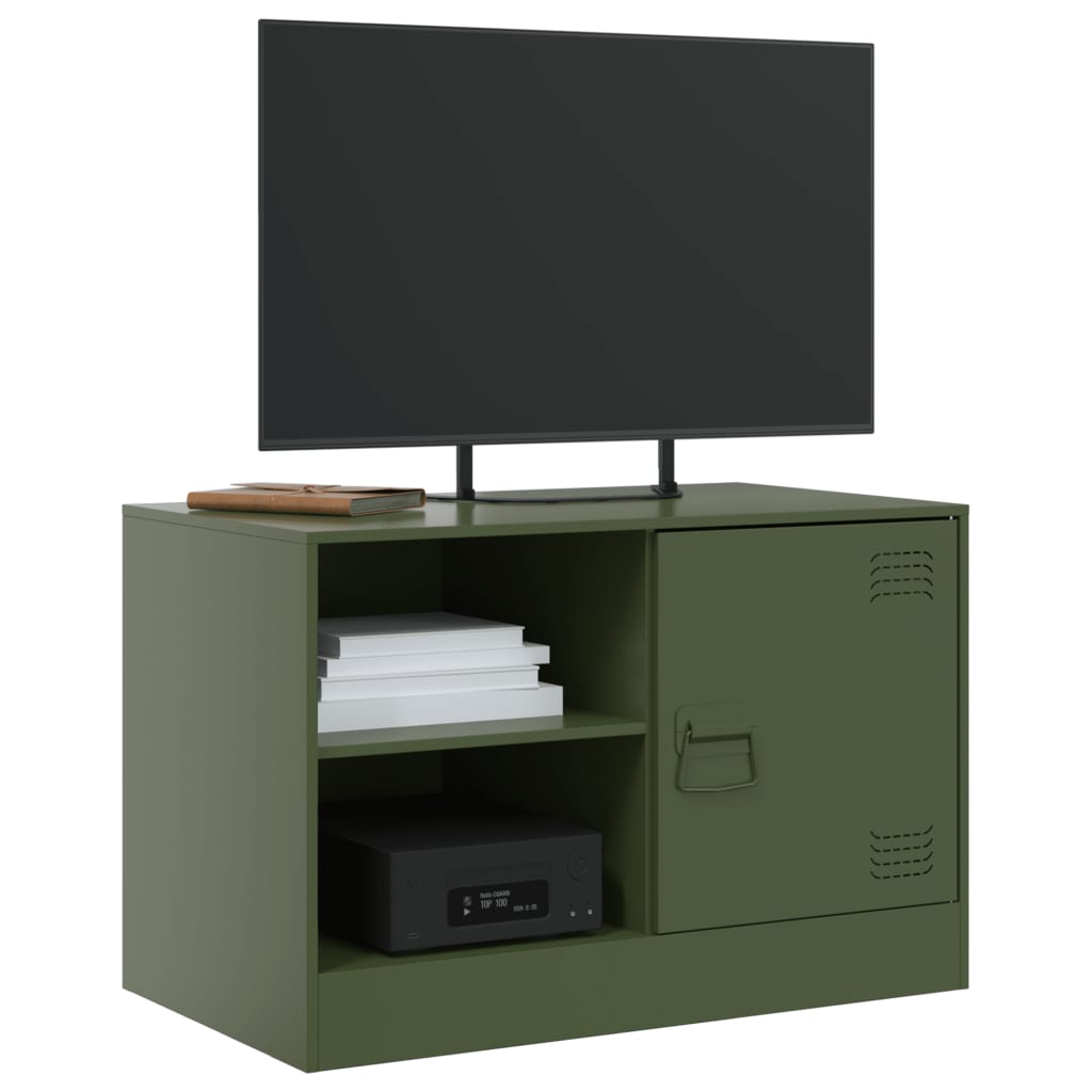 vidaXL Meuble TV vert olive 67x39x44 cm acier