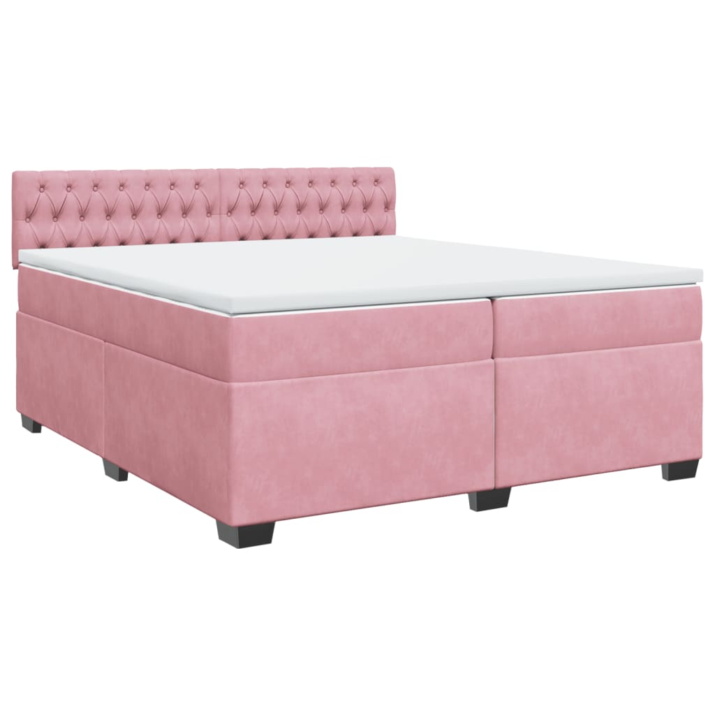 vidaXL Sommier à lattes de lit avec matelas Rose 200x200 cm Velours