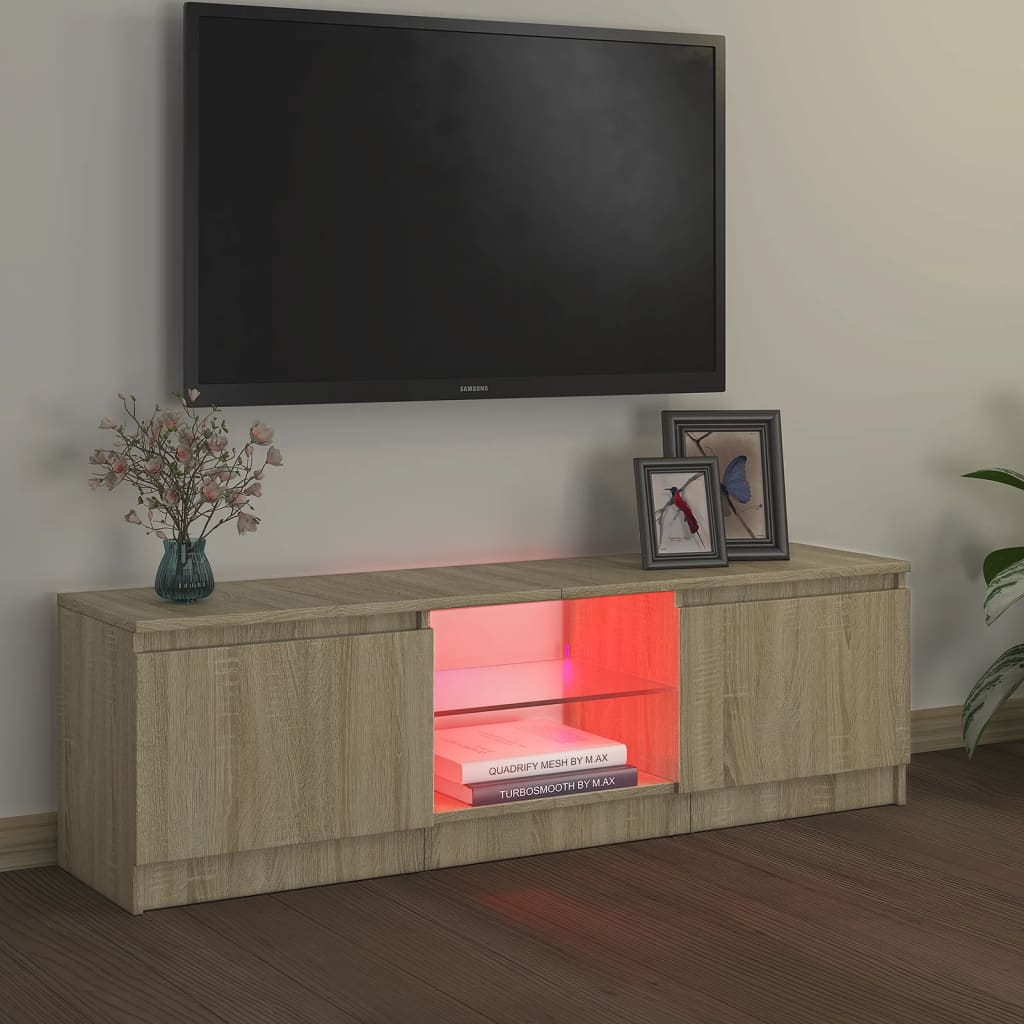 vidaXL Meuble TV avec lumières LED chêne sonoma 120x30x35,5 cm