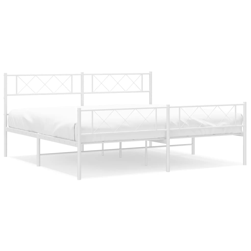 vidaXL Cadre de lit métal sans matelas et pied de lit blanc 200x200 cm