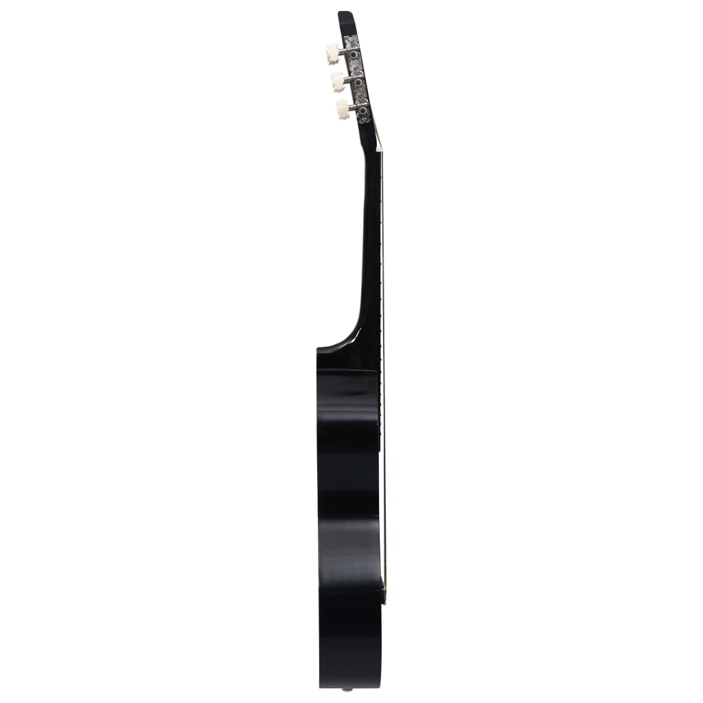 vidaXL Jeu de guitare classique de débutant 12 pcs Noir 4/4 39"