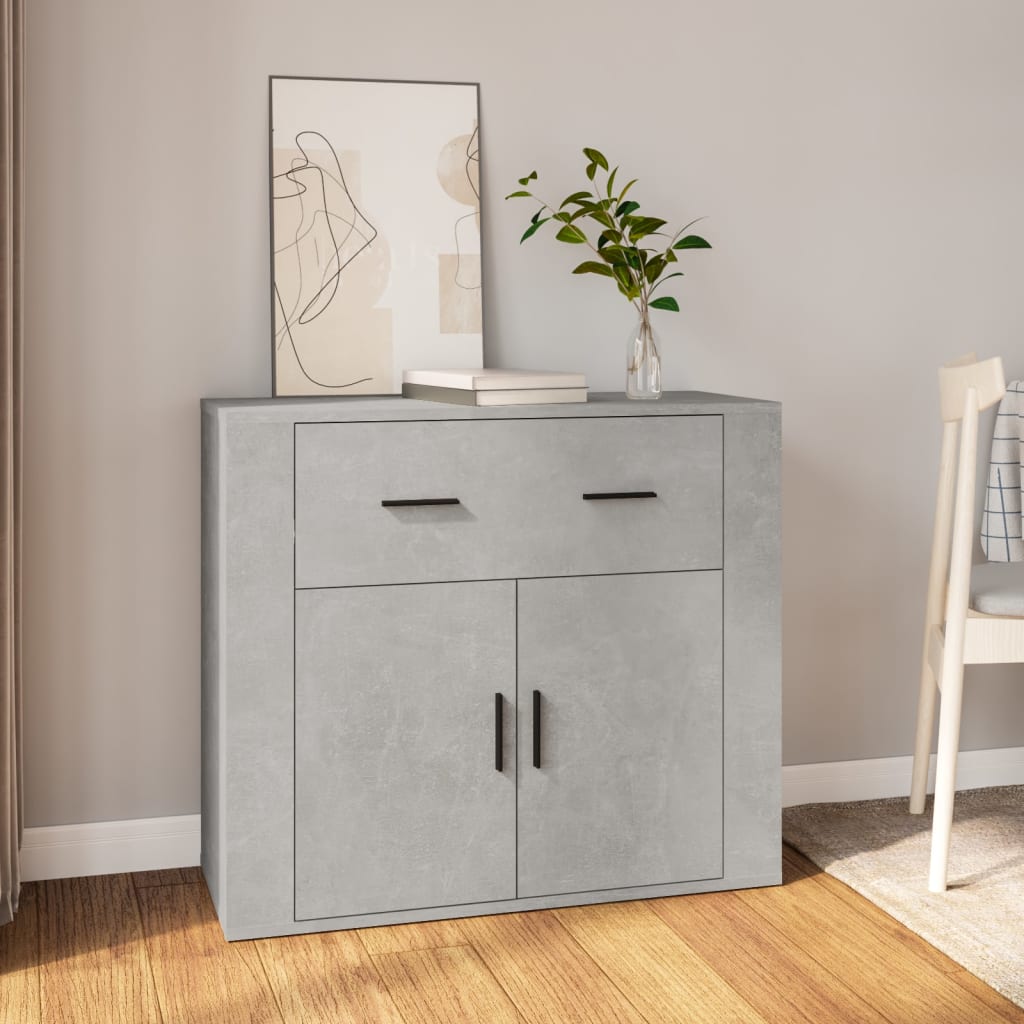 vidaXL Buffet Gris béton 80x33x70 cm Bois d'ingénierie