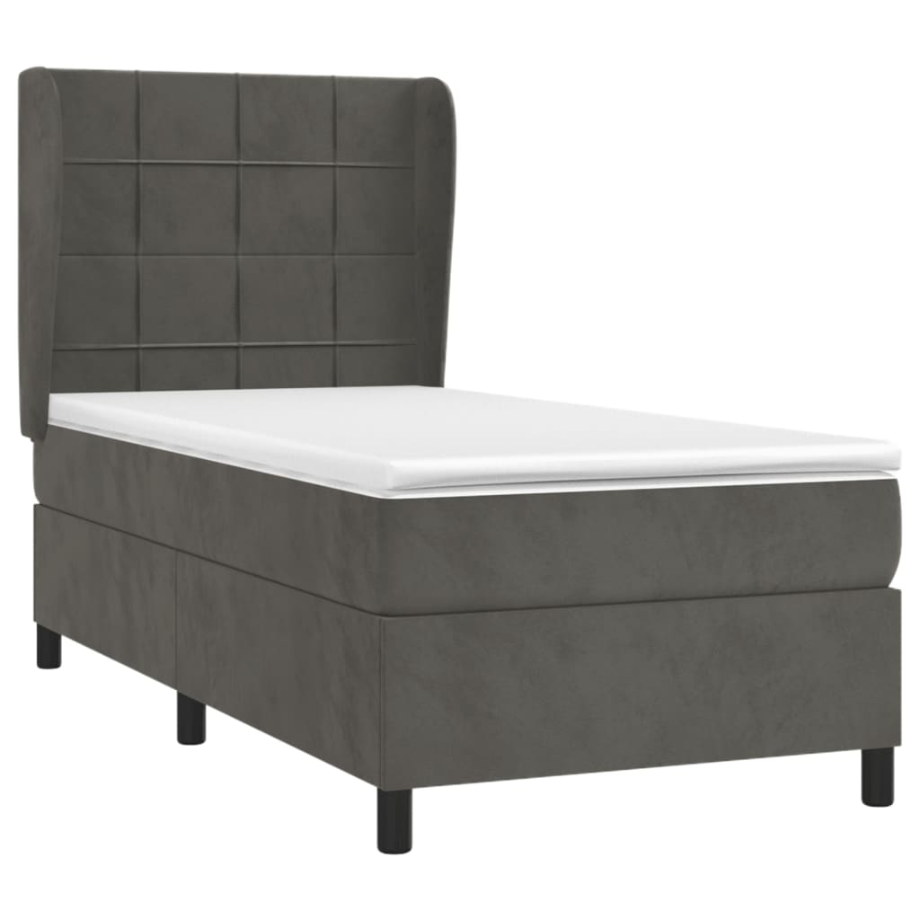 vidaXL Sommier à lattes de lit et matelas Gris foncé 90x190 cm Velours