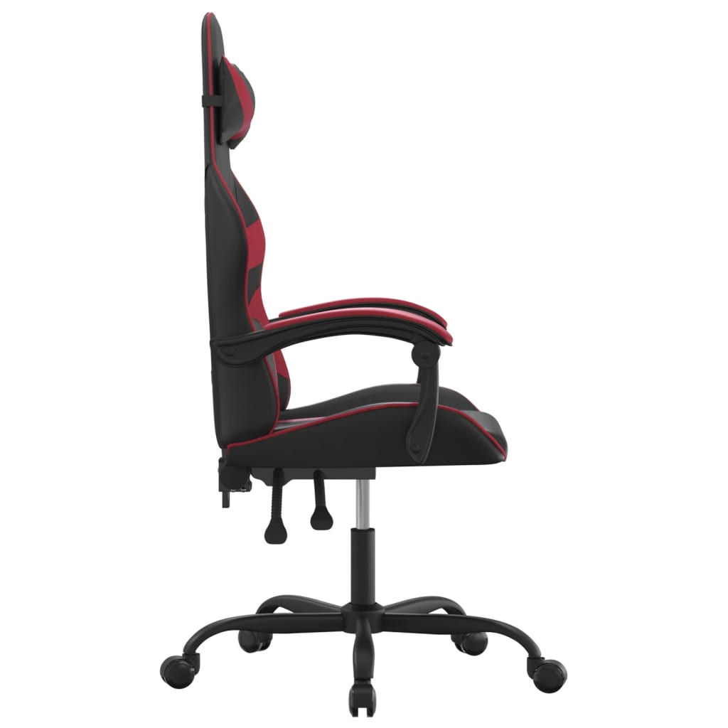 vidaXL Chaise de jeu pivotante Noir et rouge bordeaux Similicuir