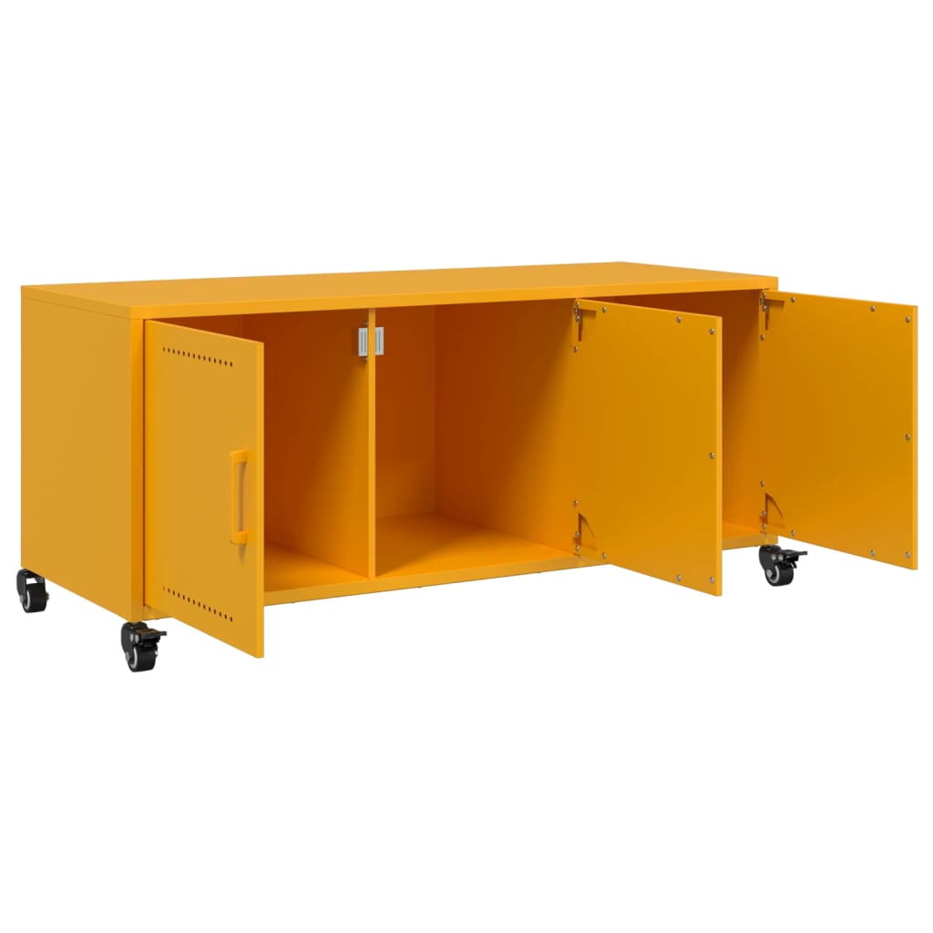 vidaXL Meuble TV jaune moutarde 100,5x39x43,5 cm acier