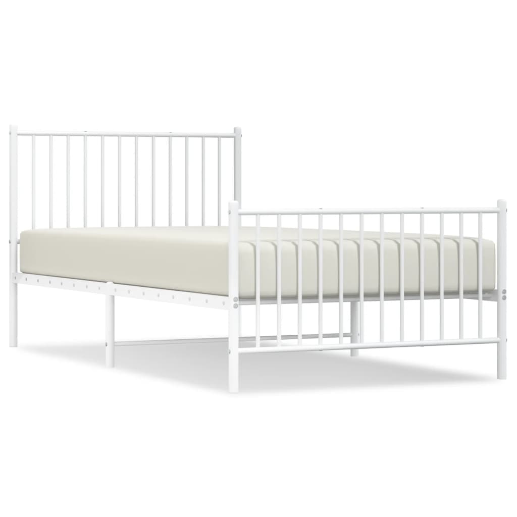 vidaXL Cadre de lit métal sans matelas et pied de lit blanc 100x200 cm