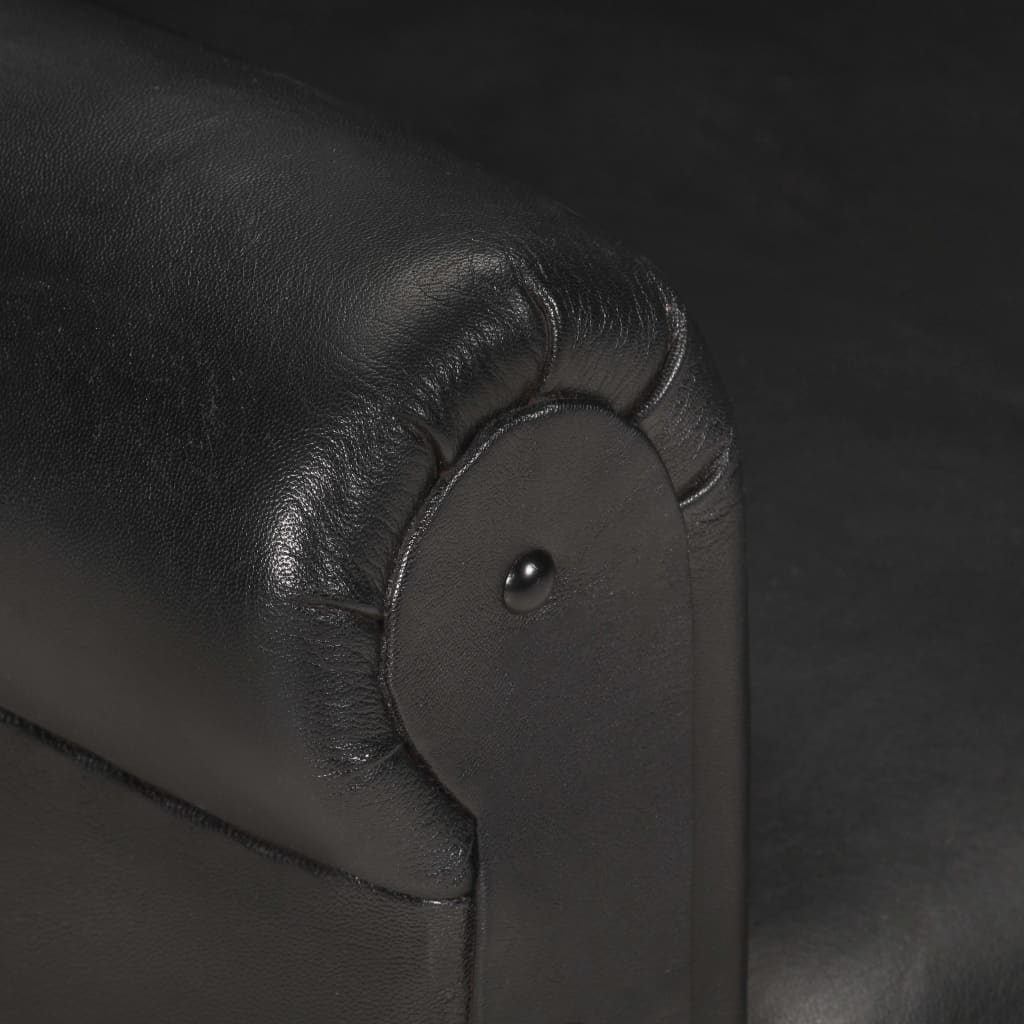 vidaXL Chaise cabriolet noir cuir véritable