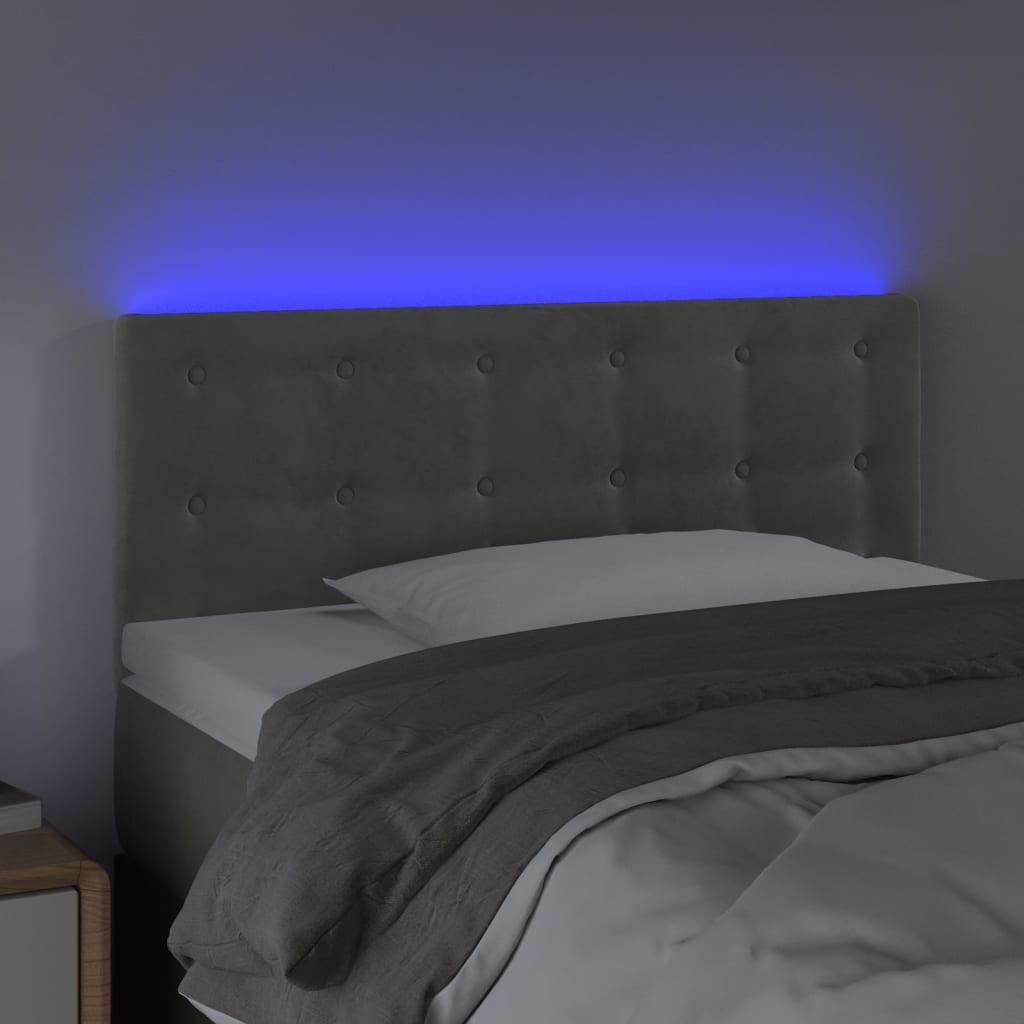 vidaXL Tête de lit à LED Gris clair 80x5x78/88 cm Velours