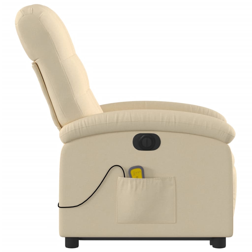 vidaXL Fauteuil inclinable de massage électrique Crème Tissu