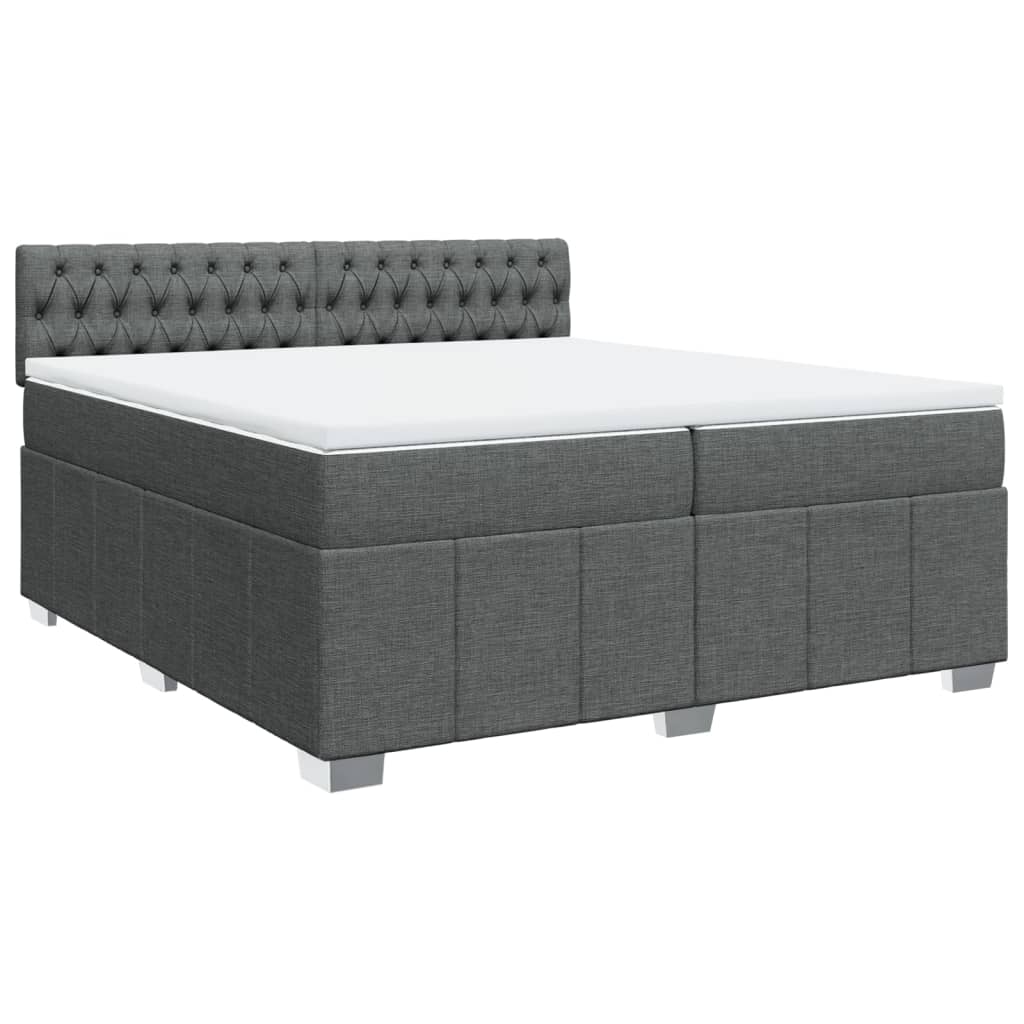 vidaXL Sommier à lattes de lit avec matelas Gris foncé 200x200cm Tissu