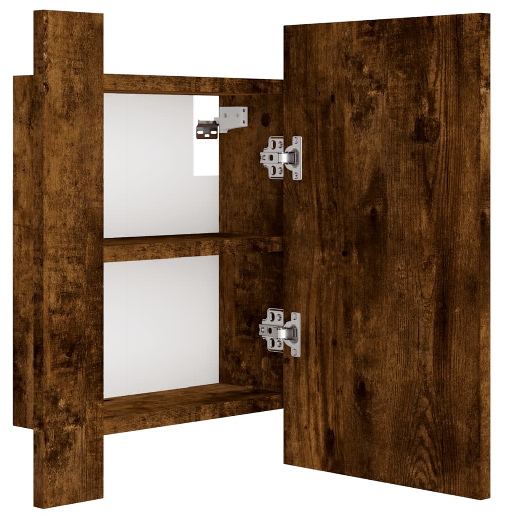 vidaXL Armoire à miroir LED de salle de bain chêne fumé 40x12x45 cm