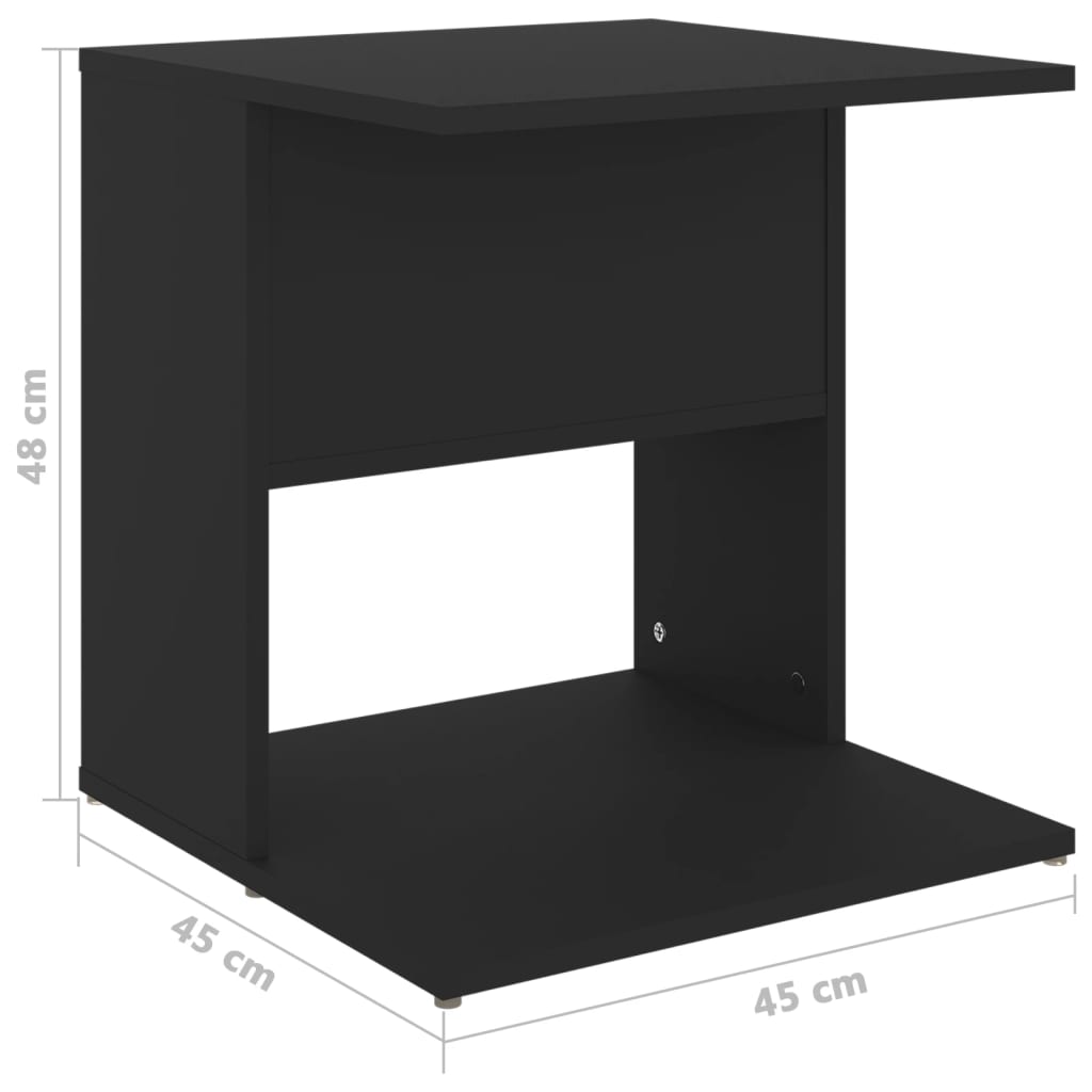vidaXL Table d'appoint noir 45x45x48 cm bois d'ingénierie