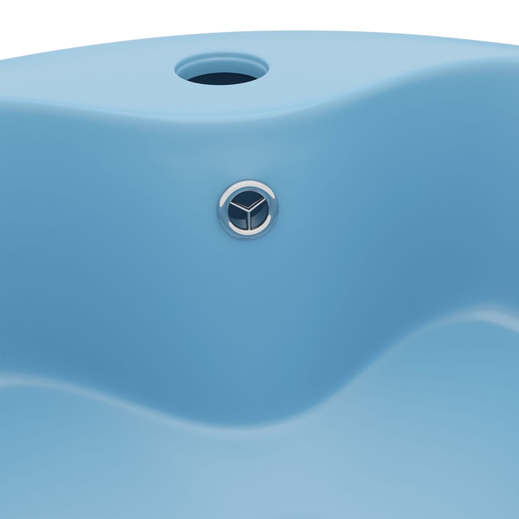 vidaXL Lavabo de luxe avec trop-plein Bleu clair mat 36x13cm Céramique