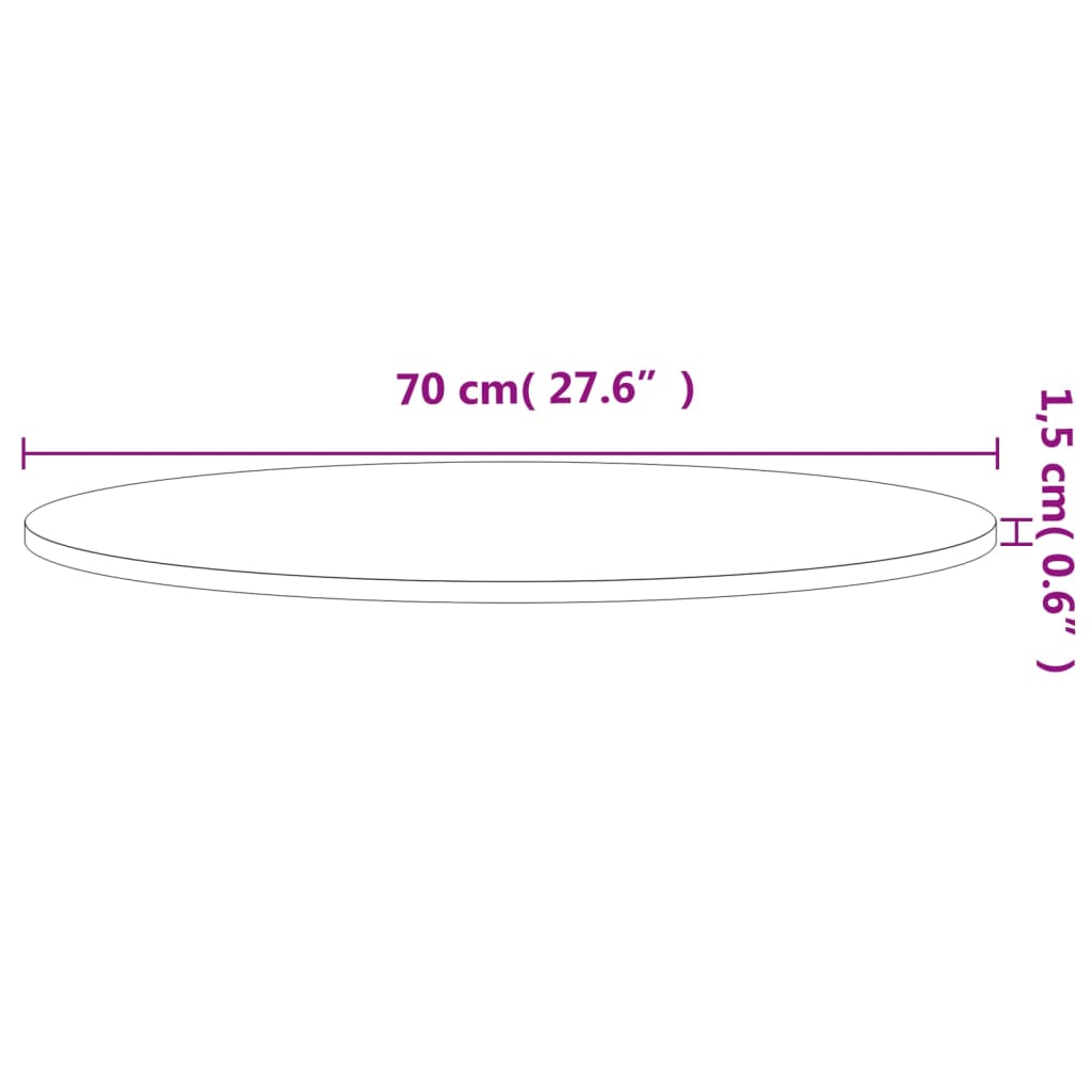 vidaXL Dessus de table Ø70x1,5 cm rond bois massif de hêtre